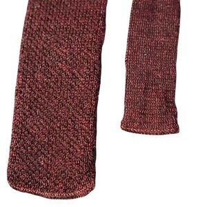 Vintage Rooster Heathernit tie 65% Mohair 35% Wool Knit Square Burgundy Red 2.5"